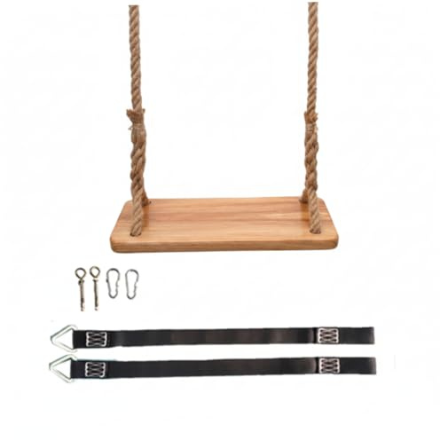 Garden Swing For Adults, Wooden Swing For Kids & Adults, Thick Elm Trapeze Alternative With Heavy-duty Rope, Indoor/outdoor Garden With 660 Lbs Capacity, 15.75x6.30 Inch Seat + Mounting Accessories