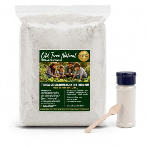 Tierra de Diatomeas Micronizada 5 kg OLD TERRA NATURAL con Aplicador Espolvoreador y Cucharita – Mineral en Polvo para Jardín, Huerto, Macetas y Sustratos