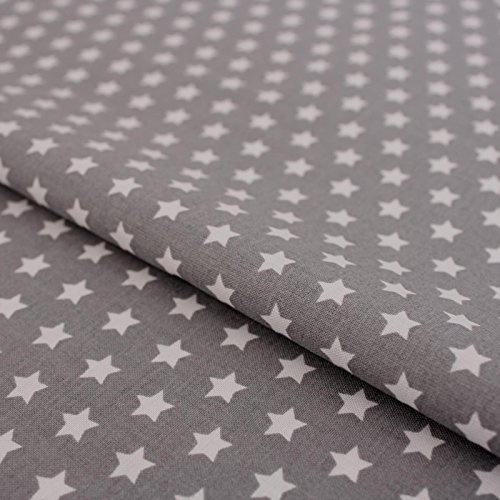 Stoff Sterne Grau Baumwolle – Baumwollstoff Meterware 150 cm breit, Kinder, Weihnachten & Deko, pflegeleicht, ideal zum Nähen von Kleidung, Deko, Bettwäsche, Vorhängen & Kissen