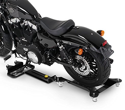 ConStands Motomover III - Motorrad Rangierschiene für Chopper/Custombike Schwarz Längenverstellbar Rangierhilfe Seitenständer Hinterrad CB84171