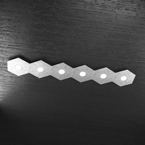 PLAFONIERA MODERNA HEXAGON LED 6xGX53 METALLO FOGLIA ARGENTO ESAGONALE COMPONIBILE