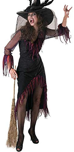 KarnevalsTeufel.de Damenkostüm Hexe Feodora Hexen-Kostüm 1-TLG. Kleid Hexen-Kleid schwarz Schwarze-Hexe (38)