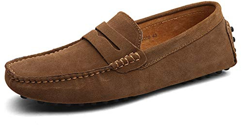 Mens Smart Slip On Summer Walking Suede Boat Deck Shoes Loafers Casual Moccasins Pump Shoes Brown 9 UK