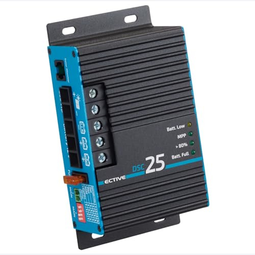 ECTIVE DSC 25 MPPT Dual Solarladeregler 12V 25A, bis 50V, 350 Wp kompatibel | mit LiFePO4/AGM/GEL/Nass, Für Bord- und Starterbatterie in Wohnmobil, Camper, Caravan, Boot, Effizientes Laden, Sicherheit