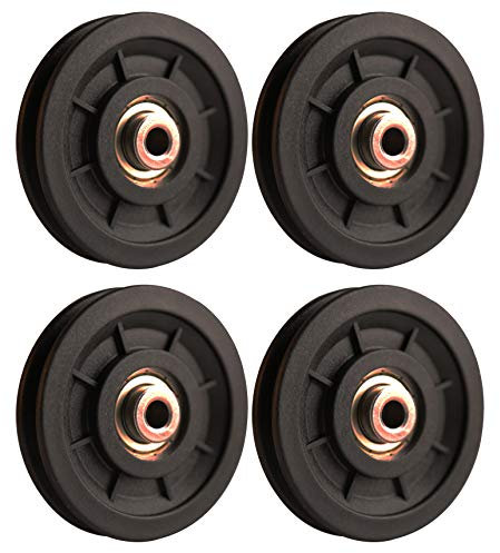 LFJ 90mm Seilrolle, Umlenkrolle, Universallager Riemenscheibe für Gym Fitnessgeräte Ersatzteil Garagentor Kabelmaschine Drahtseilrolle (4Pcs)