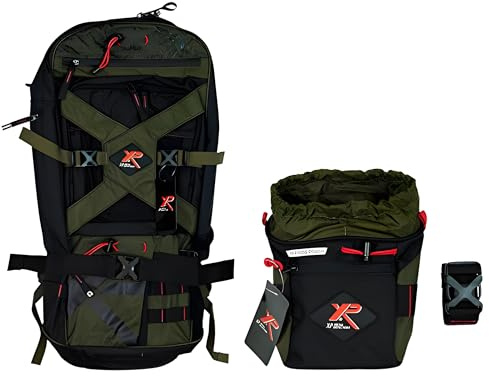 XP Metal Detectors Finds Pouch & Backpack 280, konzipiert für XP Metal Detectors und Finds Pouch mit Einer großen und Einer kleinen Tasche mit Reißverschluss (XPBACKPACK & XPPOUCH)