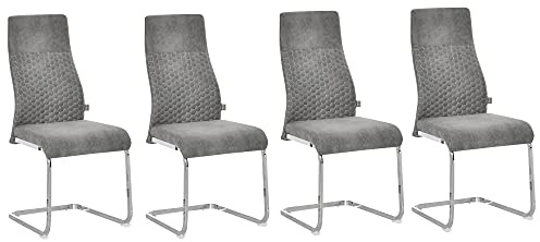 HOMCOM Juego de 4 Sillas de Comedor Asiento y Respaldo Acolchado Gris