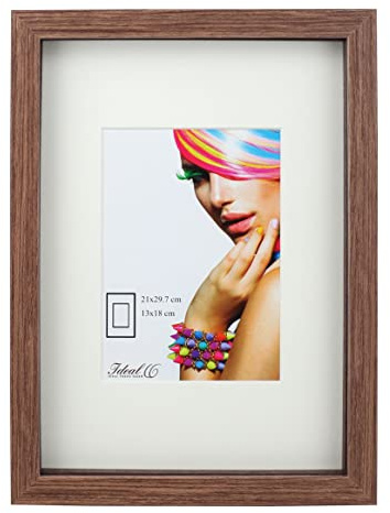 IDEAL TREND 3D Objektrahmen Bilderrahmen mit Passepartout & gehärtetem Glas Holz MDF Rahmen Foto Poster: Farbe: Braun | Format: 30x45