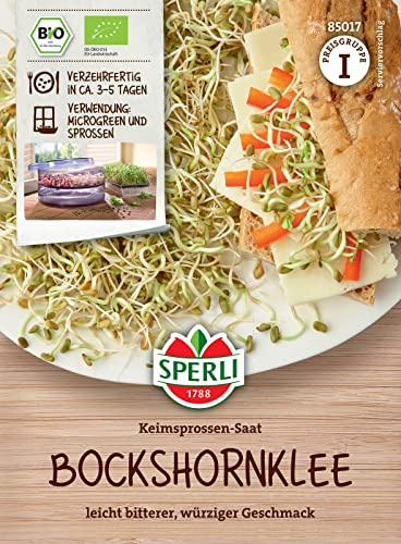 Sperli Keimsprossen-Saat Bockshornklee 85017, Keimsprossensaat | Keimsprossen & Microgreens, Vegan, zum Sprossen selber ziehen, Salat Topping, aromatisch
