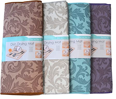 Dish Drying Mat For Kitchen Counter,4 Pack,Large Size 20X15,Ultra Absorbent Microfiber Drying Mat,Dishes Drainer Pad (4)