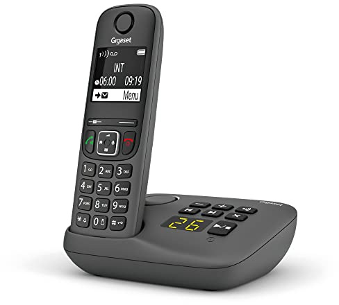 Gigaset A695A – Schnurloses Festnetztelefon mit Anrufbeantworter, großes Display mit Hintergrundbeleuchtung für eine sehr gut lesbare Anzeige, Anrufsperre – Grau