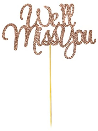 ALLY-MAGIC We Will Miss You Cake Topper, Glitter Retirement Party Cake Toppers for Job Change Retirement Graduation Party Decorations (Pink) Y5HXNDGCJ
