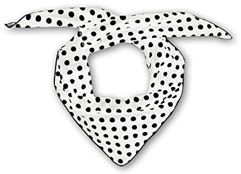 Soul-Cats Polka Dots Damen Halstuch Kopftuch Bandana, Haarband, Multifunktionstuch, weiß mit schwarzen Punkten