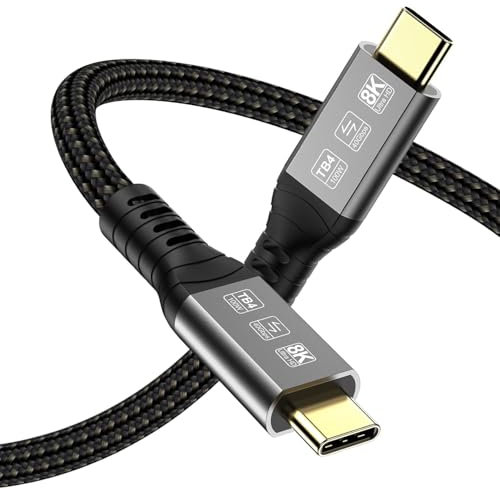 Angusplay Cable Thunderbolt 4 USB C 2M, Cable USB4 40Gbps, 100W Vídeo 8K 60Hz Cable TB4 Compatible con Thunderbolt 4/3, USB4/3, Tipo C, para iPhone 15/15 Pro Max Mac MacBook Pro, SSD Externo eGPU