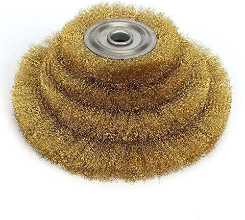 BomDog Meule, Roue de Brosse Métallique Enduite de Laiton Brosse Métallique Rotative Brosse En Fil de Cuivre En Laiton Plat Doux Roue de Polissage Sertie Pour Meuleuse/100Mmx16Mm