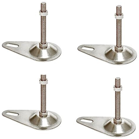 BREAKA 4 Stück Lange Fußplatte, mechanische Stützfüße D80, Fußschale aus Edelstahl 304, verstellbare Füße mit Löchern