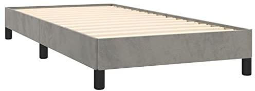Tino Tech Polsterbett Betten Schlafzimmer Bett Bed Frame Einzelbett Bett Gestell Bettgestell Hellgrau 90x200 cm Samt