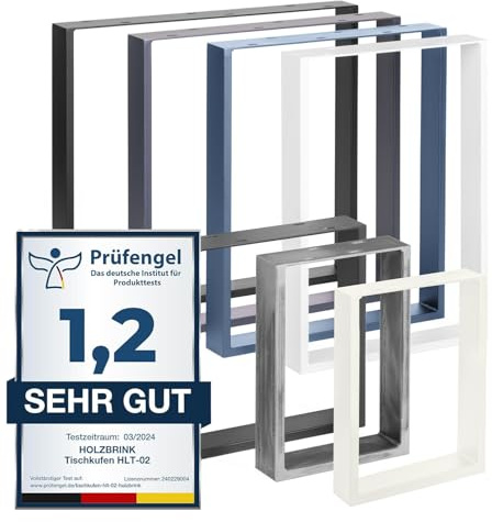 HOLZBRINK Tischbeine Metall Weiß | Tischkufen/Tischgestell für Couchtisch, Esstisch, Schreibtisch, Sitzbank | 1 Stück Möbelfüße 80 x 72 cm