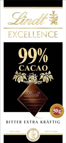Lindt Schokolade | EXCELLENCE Tafel 99% | 50g | kräftige Zartbitter-Schokolade mit intensivem Kakao-Geschmack | vegane Schokoladen-Tafel