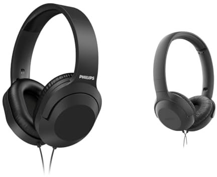 Philips Audio Casque Stéréo Filaire Circum-Aural Noir - Modèle 2020/2021 TAH2005BK/00 & UH201BK/00 Casque d'écoute avec câble Noir
