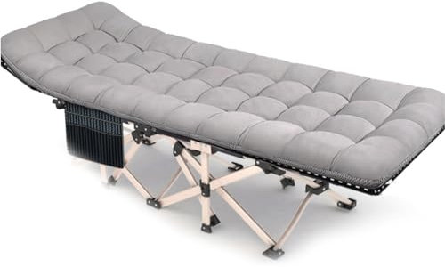 Klappbares Campingbett mit Matratze für Erwachsene, Schlafbett, tragbares Schlafbett mit Tragetasche für Zelt, Büro, Camping, Outdoor,Pearl Cotton