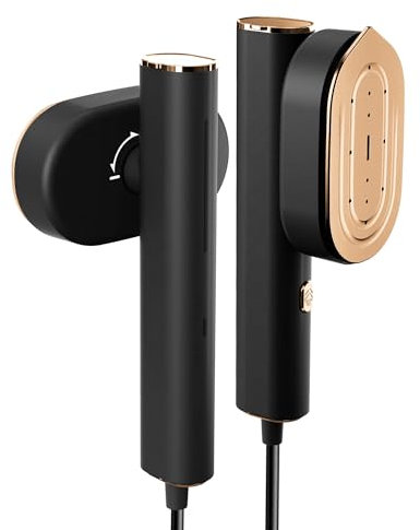 Handheld Clothes Steamer Travel Iron - 2 in 1 Mini Iron, Fast 20s Heat-Up, Horizontal and Vertical Wrinkle Removal, Garment Steamer and Iron for Global,UK& Europe Travel Office Home (Black)