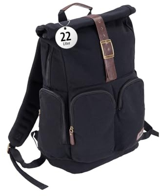 Xcase Rucksack Damen: Rolltop-Business-Rucksack mit großem Eck-Reißverschluss, 22 l, schwarz (Canvas, Rolltop Herren, Zoll)