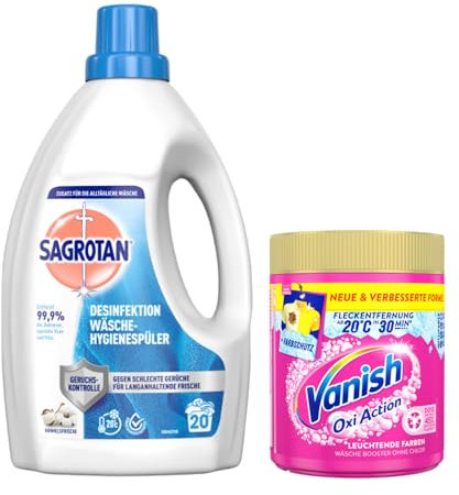 Sagrotan Wäsche-Hygienespüler HImmelsfrische 1,5 L & Vanish Oxi Action Pulver Pink 550g