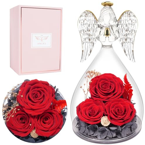 Muttertagsgeschenk, Ewige Rose Schutzengel Geschenke für Mama, Infinity Rose Geburtstagsgeschenk für Frauen Mama Oma Geschenk, Blumen Rosen Geschenke für Frauen Freundin Geschenk Muttertag Jahrestag