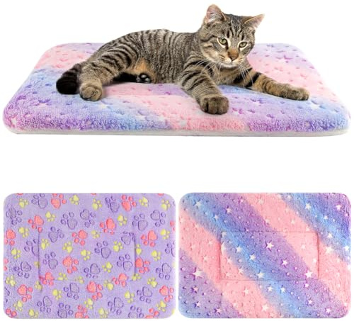 Tierecare 2 Pack Cat Blanket for Indoor Cat, Warm Calming Kitten & Puppy Beds for Anxiety and Stress, Washable Small Dog Mat for Crate, Fuzzy Pet Blankets