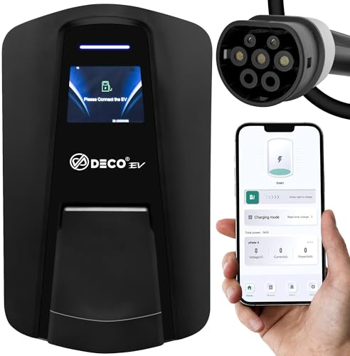 DECO® Fusion EV Charger | OCPP | 22kW/32A Three Phase WallBox | Super Fast EV Charger | Untethered Type 2 | Indoor/Outdoor | Black Electric Vehicle Car Charger |