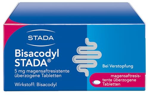 Bisacodyl STADA 5mg, 100 magensaftresistente überzogene Tabletten, Abführmittel zur Hilfe bei Verstopfung, unterstützt die natürliche Funktion des Darms, gut verträglich - 100 Stück