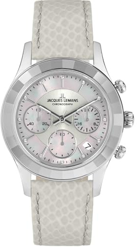 JACQUES LEMANS - Chronographen Venice - Quartz Uhrwerk - Gehäusedicke: 10.7 mm - Edelstahl - 5 ATM