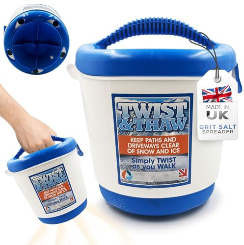 Hand-Held Grit Salt Spreader, Adjustable Grit Spreader with Easy Twist Function, Strong Grip Handle, 7 lb Capacity, Suitable for Fertilizer Seeds & Rock Salt, Durable Salt Spreader