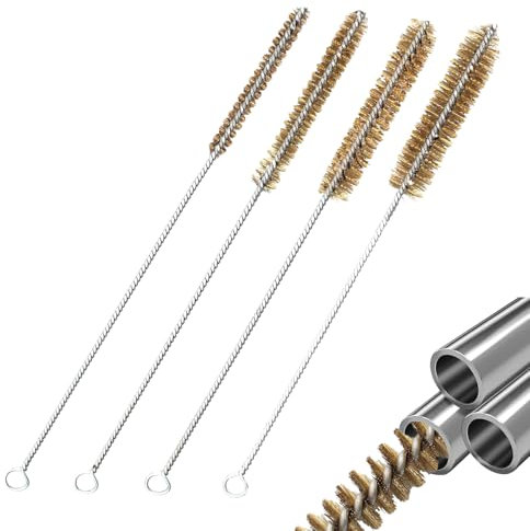 Lot de 4 brosses métalliques pour trous de perçage millimètre - En laiton et acier inoxydable - Nettoyage efficace des tuyaux et des scories