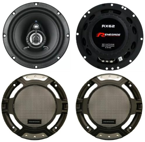 KIT SET PER RENEGADE RX62 2 altoparlanti coassiali a 2 vie, 6,5 16,5 cm 165 mm, 100 watt rms 200 watt max, 4 ohm, 90 db spl, per auto, a coppia + griglie omaggio