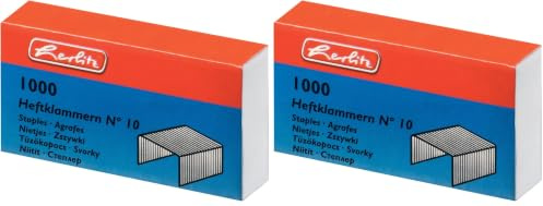 Herlitz 8760613 Heftklammern Nummer 10 verzinkt, 1000 Stück, metall (Packung mit 2)