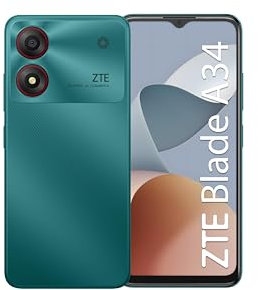 ZTE Blade A34 Green - Smartphone 6.6 HD+, Fotocamera 8MP, Batteria 5000mAh, 4 GB RAM e 64GB ROM, Octa-Core, Android 13, Riconoscimento Facciale, Display Waterdrop, Memory Fusion