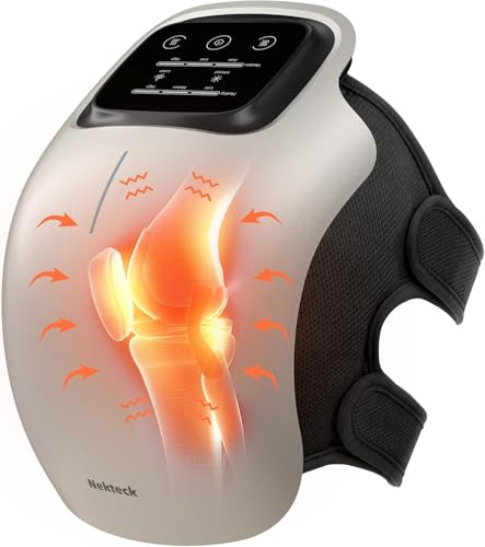 Nekteck Knee Massager, Cordless Knee Massage for Pain Relief with 3 Heating Levels & Vibration Modes, Smart Knee Massage with Heat, Gentle Lights, Ideal Gifts for Men Women Him Her