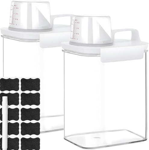 HBSTK 2 PCS Multifunktionaler luftdichter Waschmittelspender und Messbecher (1100 ml) – Perfekte Aufbewahrung für Waschmittel, Pulver, Waschparfüm, Getreide und Reis