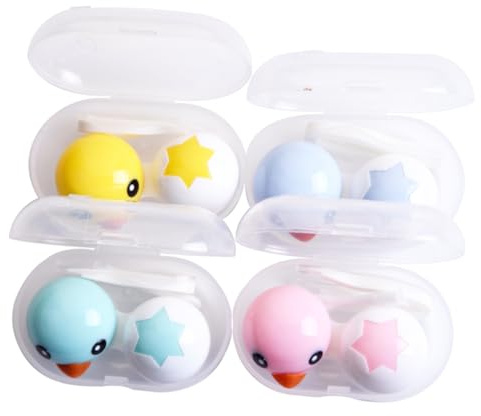 NULYLU 4pcs Cartoon Lens Case Holder Storage Box Container for Home Travel Lens Case Random Color