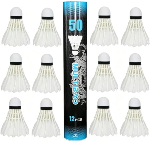 Multibao 12PCS Badminton Shuttlecocks Goose Feather Extra Durable with High Stability Suitable for Professional Training Indoor Outdoor Sport
