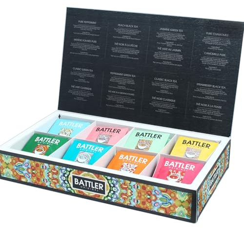 Battler Tea Gift Box 80 Assorted Tea Bags | Premium Ceylon Tea Selection | 80 individually foil wrapped tea bags with 8 Ceylon, green and herbal tea varieties in a premium gift box