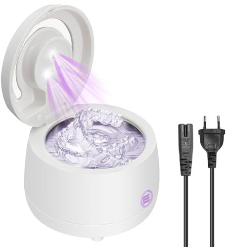 Kizaten Limpiador Ultrasonidos,43000Hz Limpieza Dental Ultrasonidos,Limpiador Ultrasónico UV Portátil 28W Adecuado para Dentaduras Postizas,Retenedores,Protectores Bucales,Joyas (180ML)