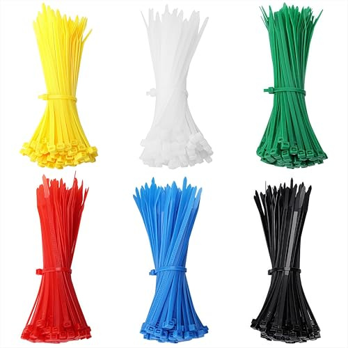 Kabelbinder 600 Stück Cable Ties 150x3,6 mm Verstellbare Kabelbinder Set Super Haltbar Schnellfixierung für Kabelmanagement Gartenarbeit Wohnen Werkstätten Handwerk, Mehrfarbig