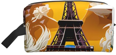 Parigi Torre Eiffel Stampa Viaggio Trucco Portatile Cosmetico Organizer Pouch Grande Capacità Borsa Borsa di Immagazz