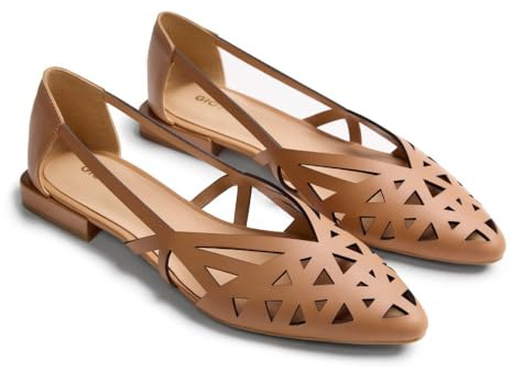 Gioseppo BUMALA - Bailarinas de Piel Calada para Mujer, Punta Ovalada, con Correa de Tobillo, Planta Acolchada y Suela de TPR Flexible, Altura Tacón 1,5 cm, Color Camel, Talla 37