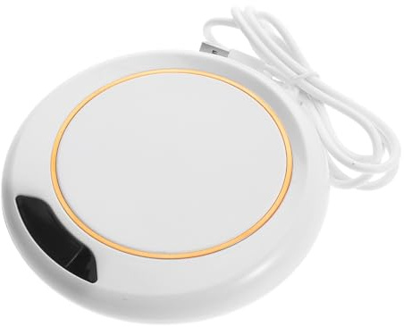 Elektrischer Tassenwärmer für Tassen mit DREI Stufen, Weiß, ABS | Intelligente Temperaturregelung, Schnelle Erwärmung, 55 65 75 Grad, Minimalistisches Design