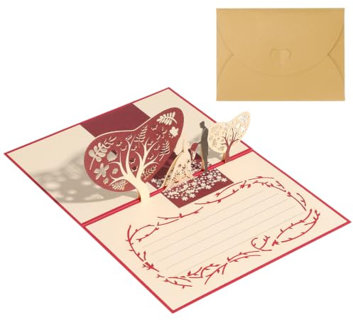 Toyvian Kreative 3D-Popup Hochzeitskarte, Kreative GrußKarte Romantische Handgefertigt Glückwünschen Und BräUtigam Jahrestag FüR Paare Karte Verlobung Junggesellinnenabschied Hochzeit Valentinstag