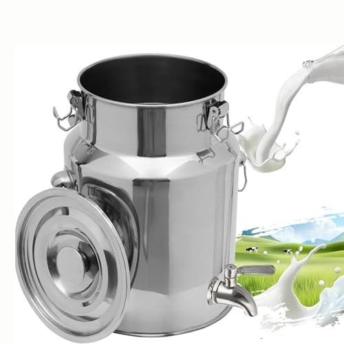 Bidon De Lait INOX 5L Alimentaire for À Vin Baril Seau Eau Huile Réservoir Thé avec Couvercle Scellé,Capacity1-28L
